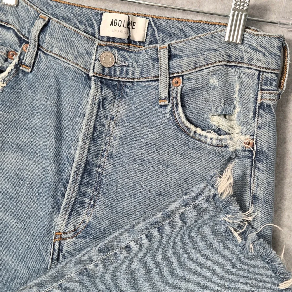 AGOLDE Womens 26 Nico High Rise Slim Fit Jeans Light Blue Rooted Revolve